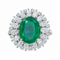 Emerald Sunburst Halo Ring