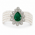 Pearl Strand Emerald Bracelet in 925 sterling silver by Myraé