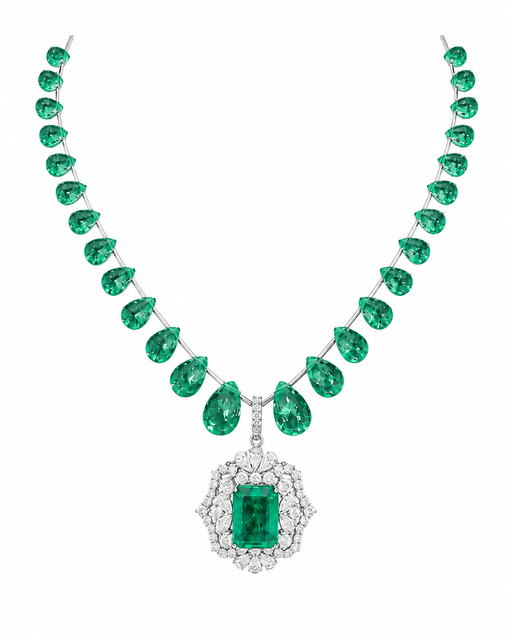 Emerald Briolette Cascade Necklace