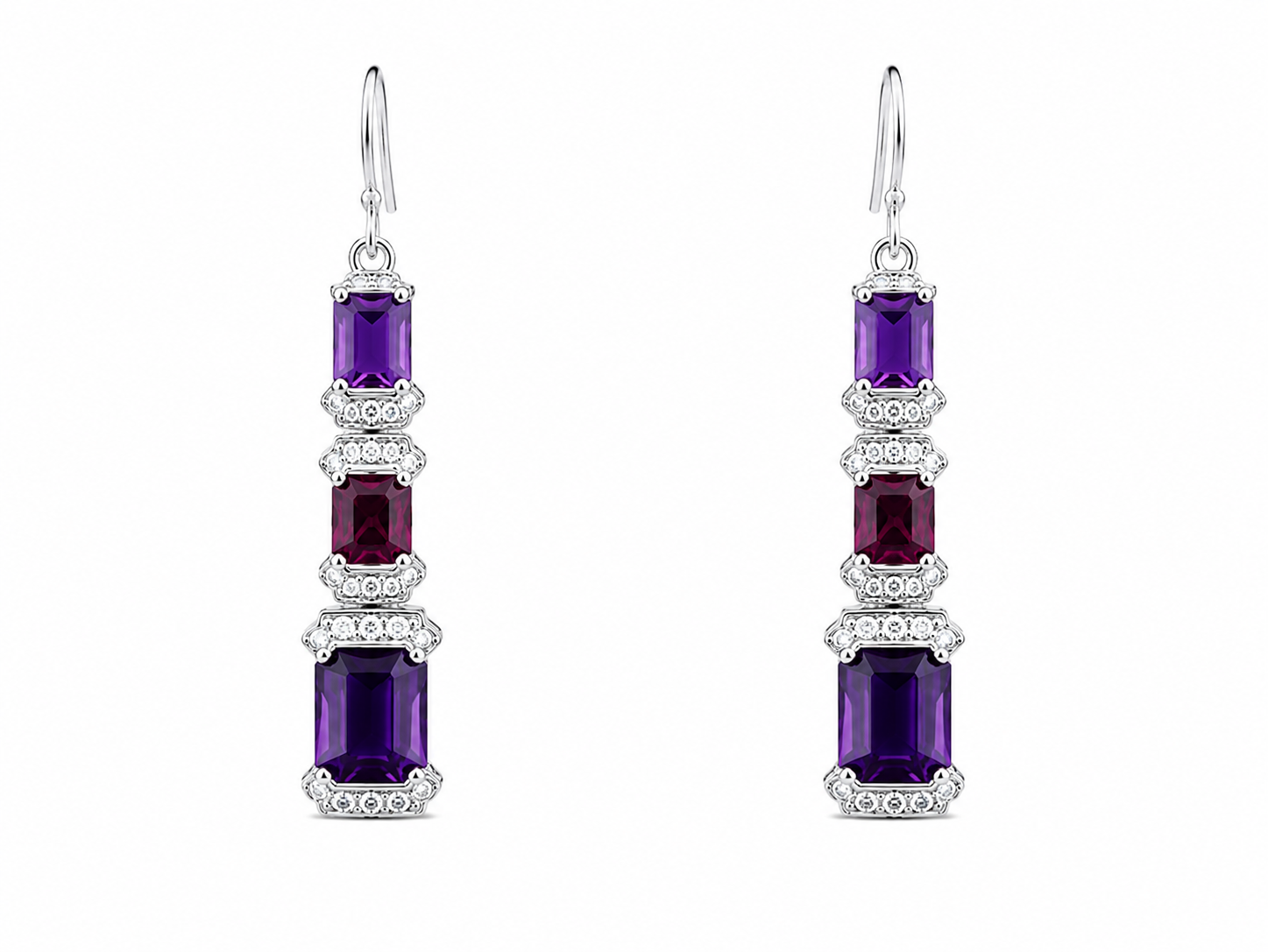 Amethyst Garnet Cascade Drops in 925 sterling silver by Myraé