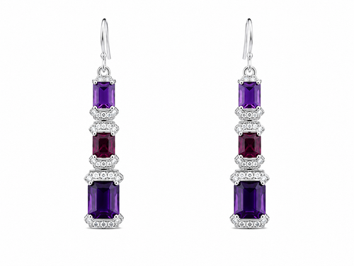 Amethyst Garnet Cascade Drops in 925 sterling silver by Myraé