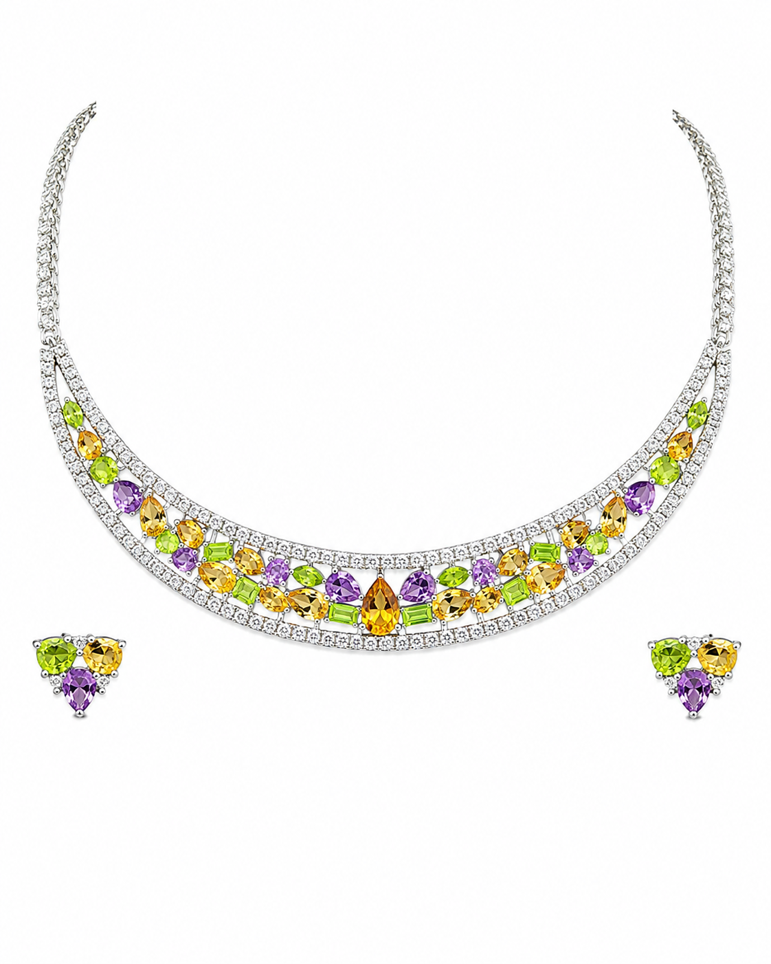 Harlequin Gemstone Collar Set in 925 sterling silver by Myraé