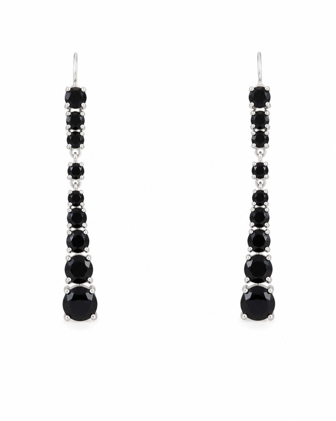 Noir Graduated Drop Earrings in 925 sterling silver by Myraé