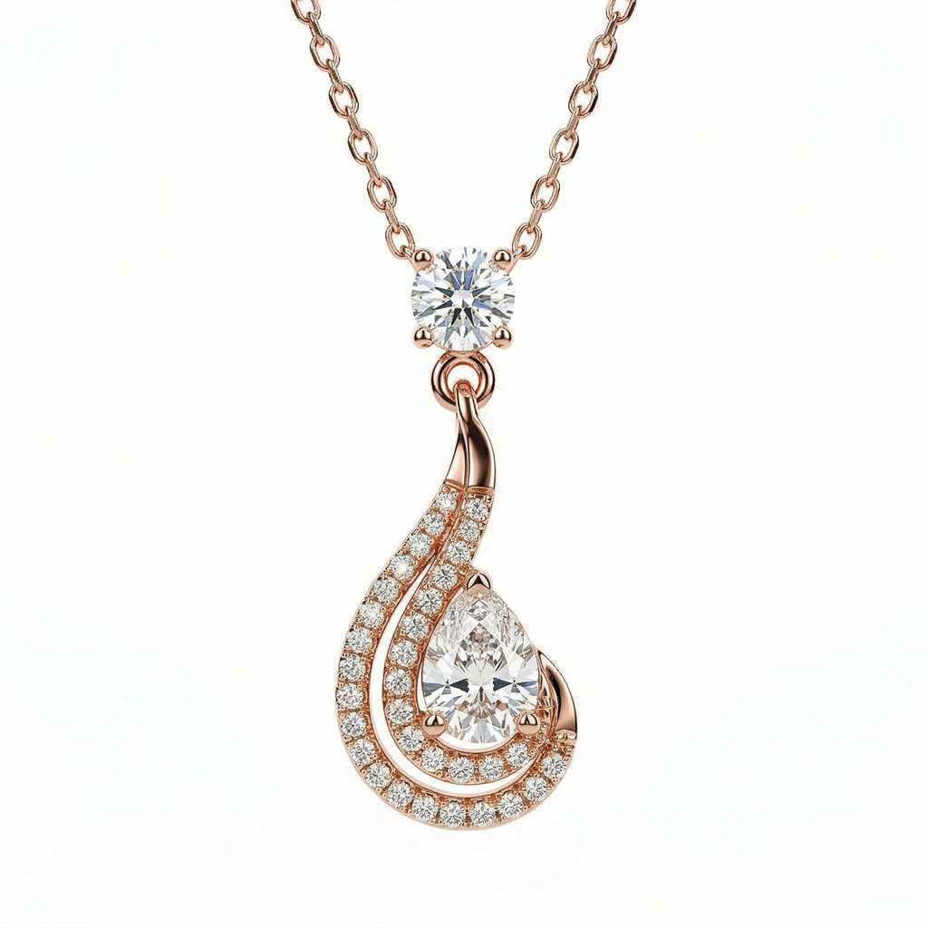 Graceful Swan Drop Set – Silver Moissanite Earring and Pendant Set – Myraé