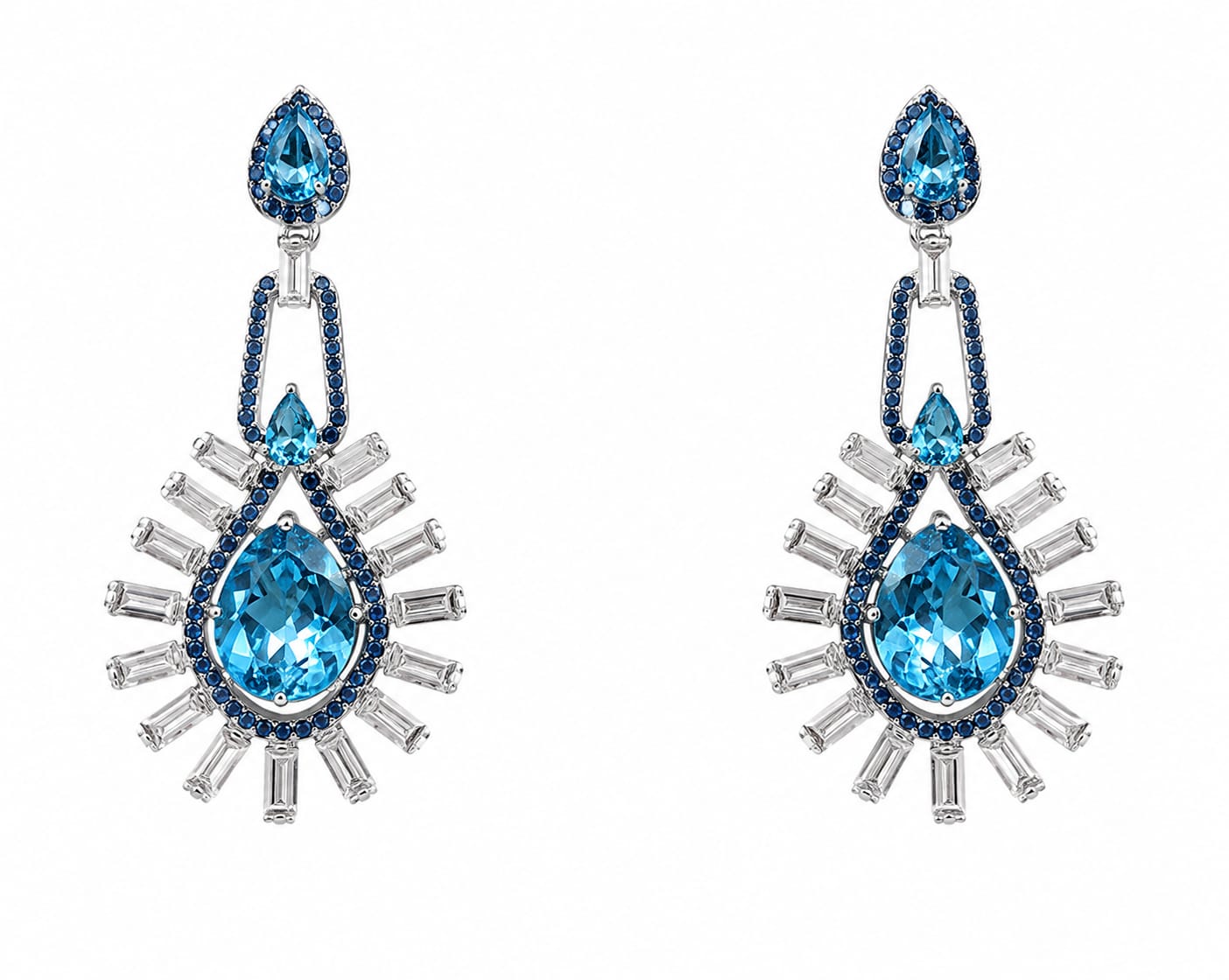 Sunburst Topaz Drop Earrings in 925 sterling silver by Myraé