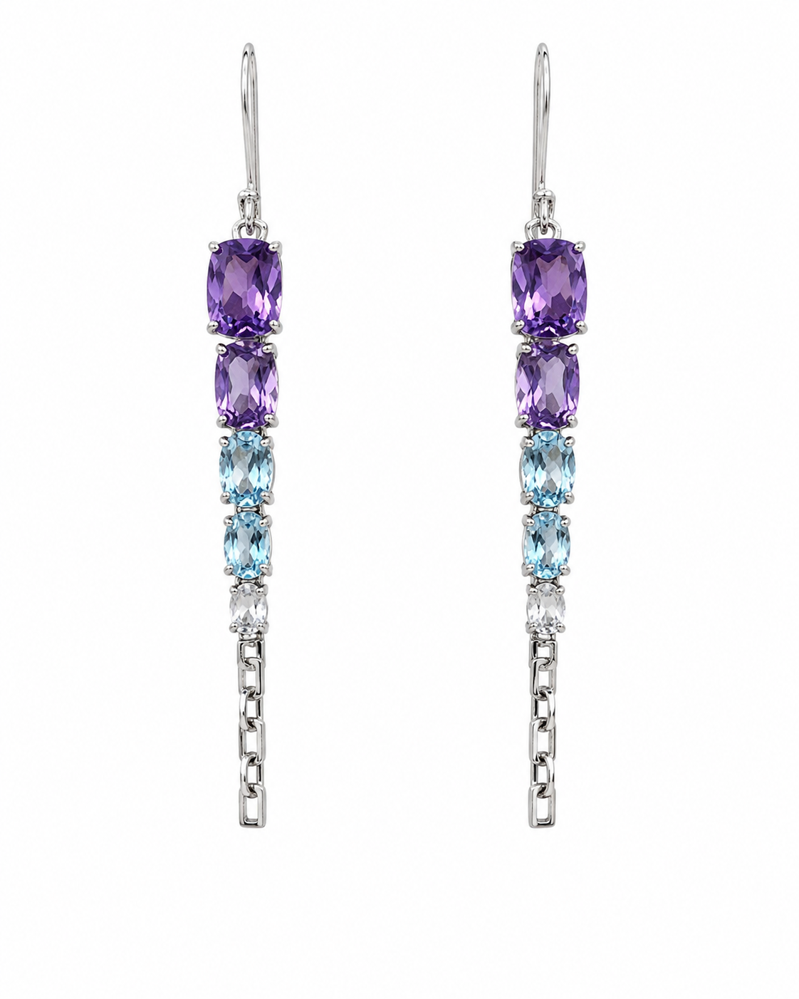 Ombre Cascade Chain Earrings in 925 sterling silver by Myraé