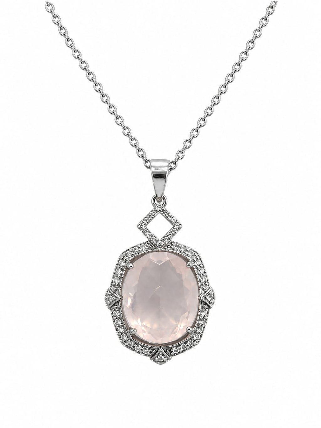 Art Deco Rose Quartz Pendant