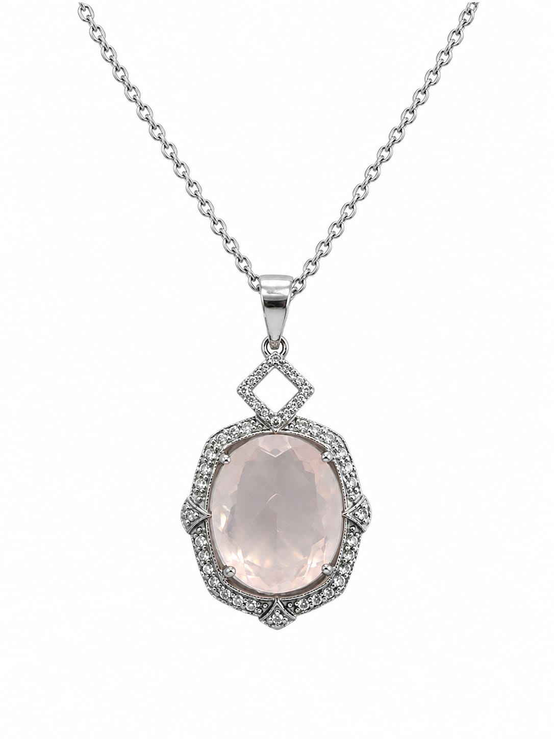 Art Deco Rose Quartz Pendant