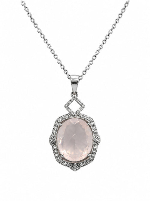 Art Deco Rose Quartz Pendant