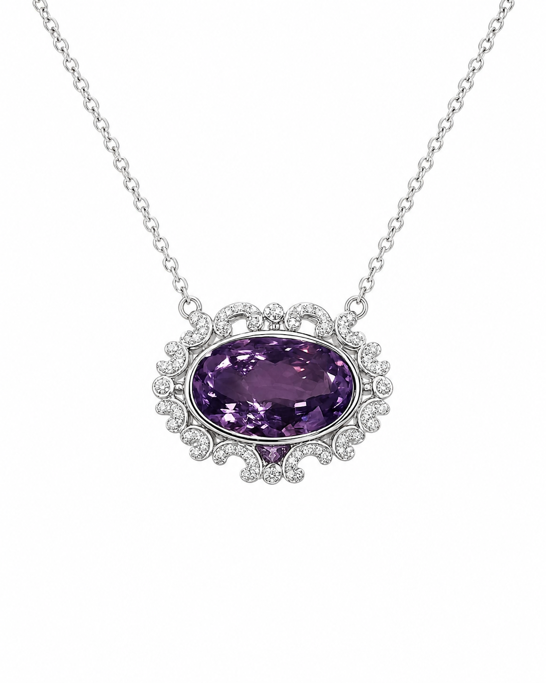 Ornate Scroll Amethyst Pendant
