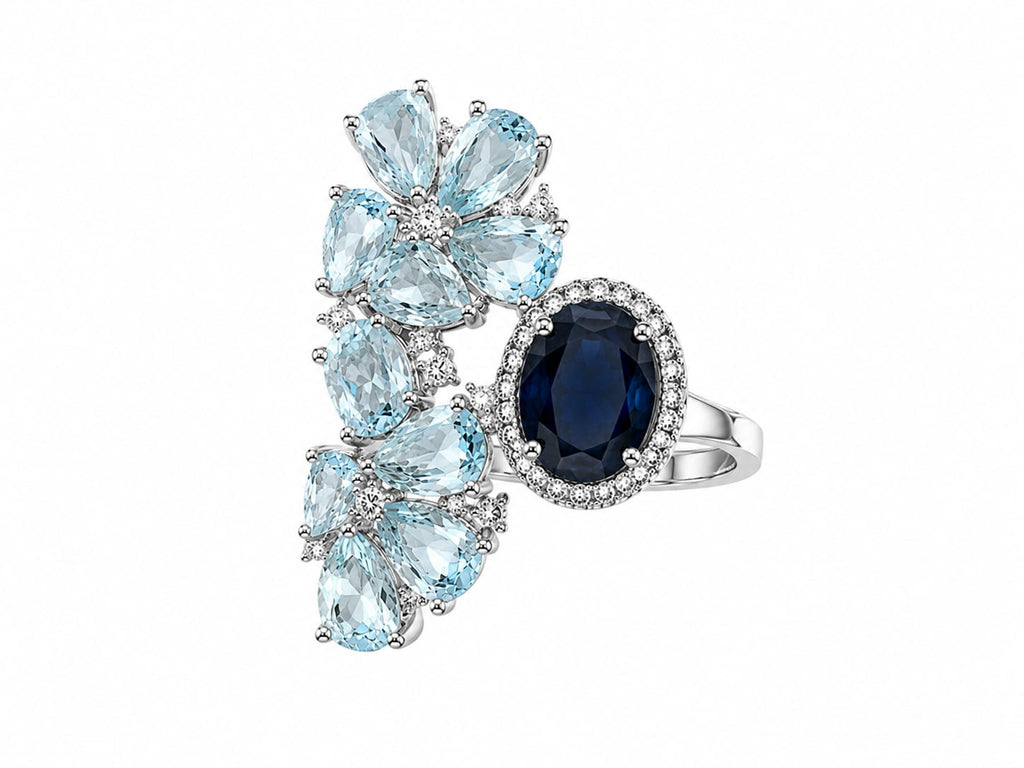 Sapphire Garden Cluster Ring in 925 sterling silver by Myraé