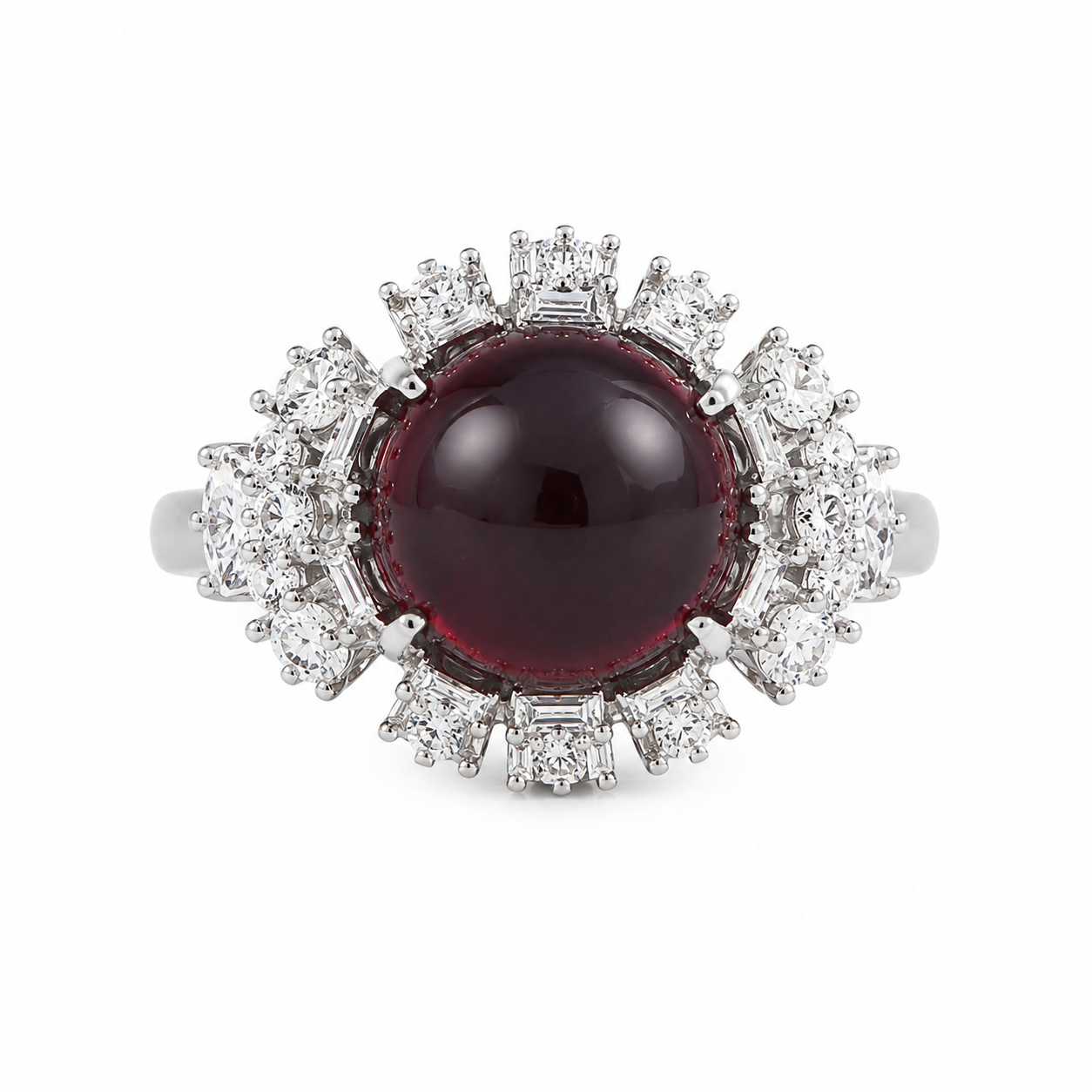 Garnet Sunburst Cocktail Ring in 925 sterling silver by Myraé