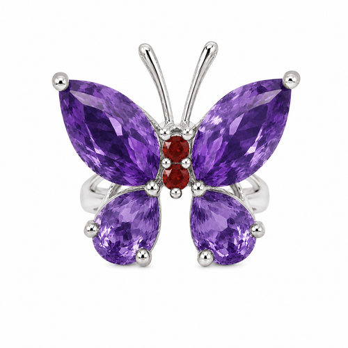 Amethyst Butterfly Ring in 925 sterling silver by Myraé