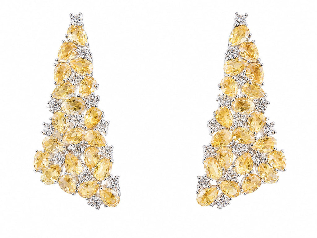 Citrine Cascade Drop Earrings in 925 sterling silver by Myraé