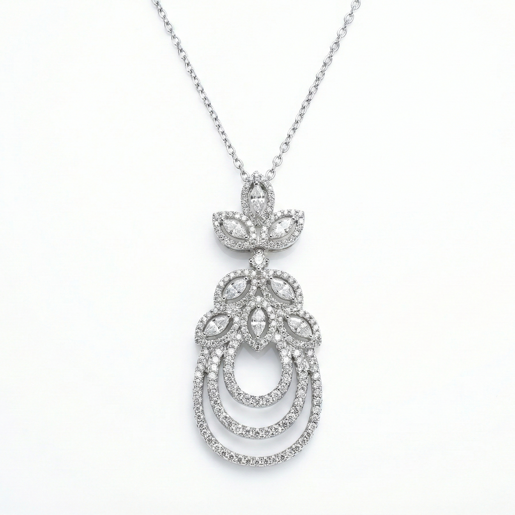 Heritage Chandelier Set – Silver Moissanite Chandelier Earring Set – Myraé