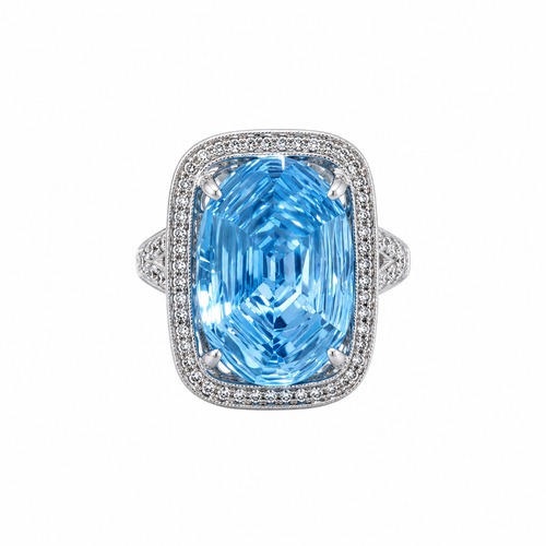 Cushion Halo Statement Ring in 925 sterling silver by Myraé