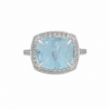 Rose Quartz Cabochon Ring in 925 sterling silver by Myraé