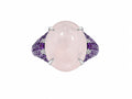 Rose Quartz Ruby Accent Ring in 925 sterling silver by Myraé