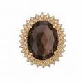 Smoky Quartz Halo Ring in 925 sterling silver by Myraé