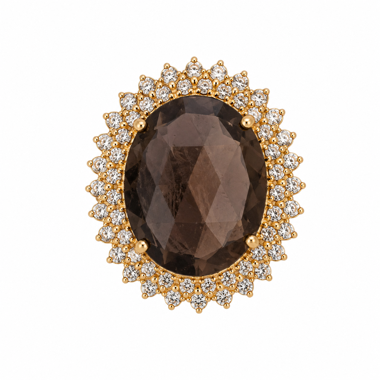 Smoky Quartz Halo Ring in 925 sterling silver by Myraé