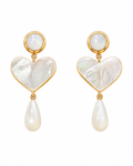 Mother-of-Pearl Heart Drop Earrings in 925 sterling silver by Myraé