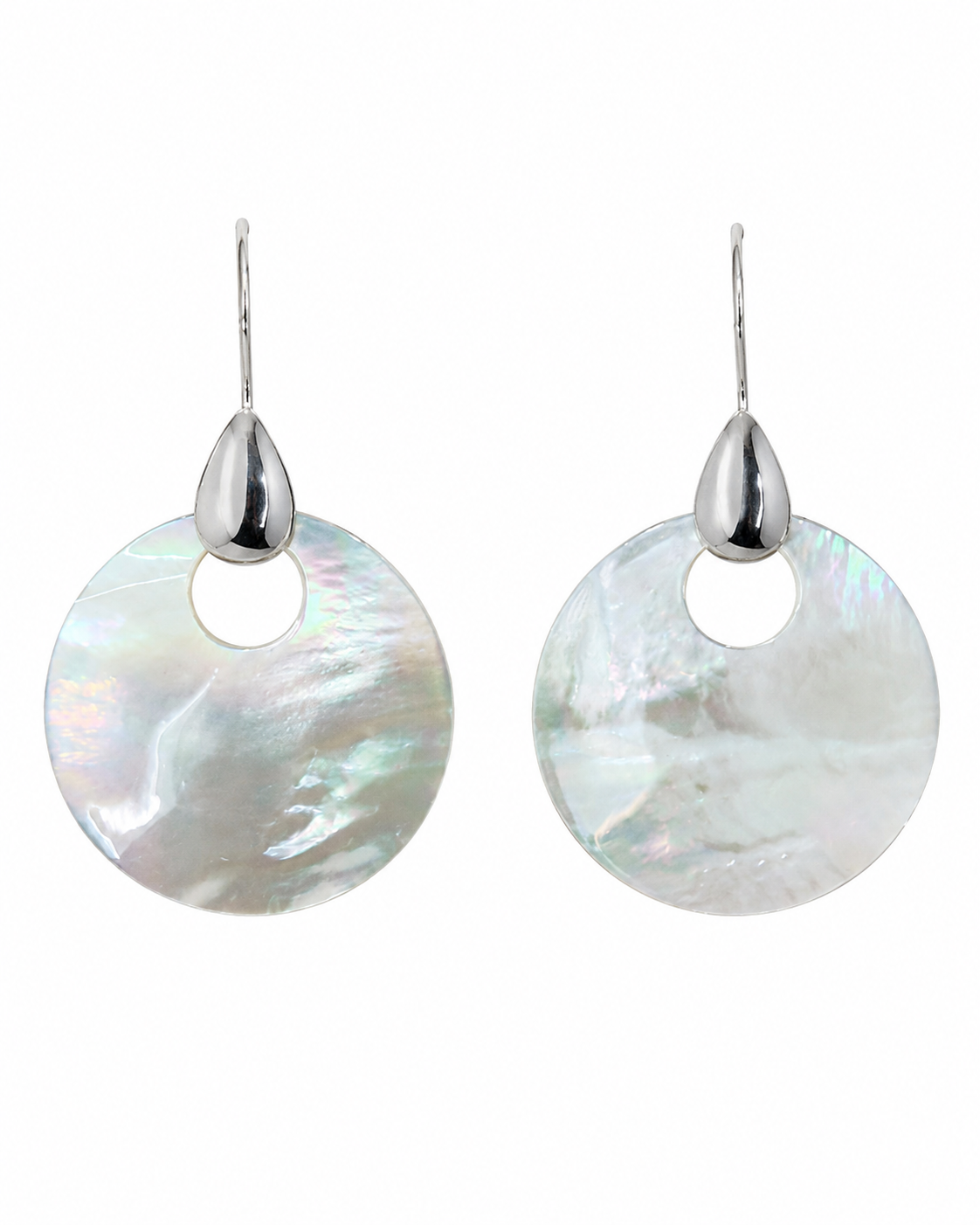 Mother-of-Pearl Circle Drop Earrings in 925 sterling silver by Myraé