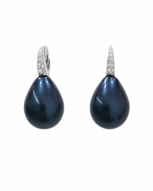 Black Pearl Teardrop Earrings in 925 sterling silver by Myraé