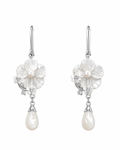 Pearl Blossom Drop Earrings in 925 sterling silver by Myraé