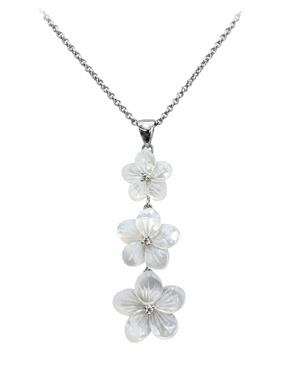 White Pearl Flower Trio Pendant