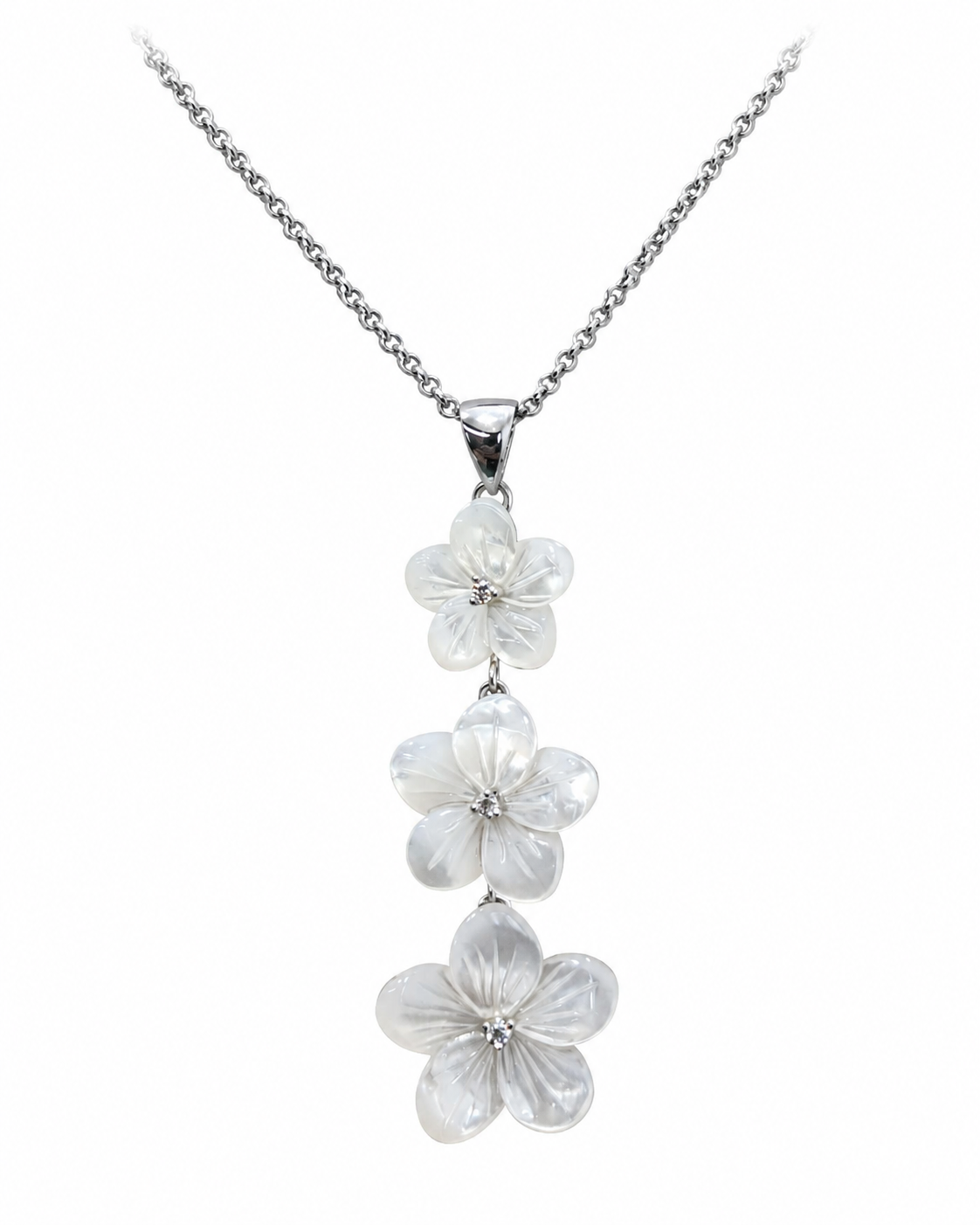 White Pearl Flower Trio Pendant