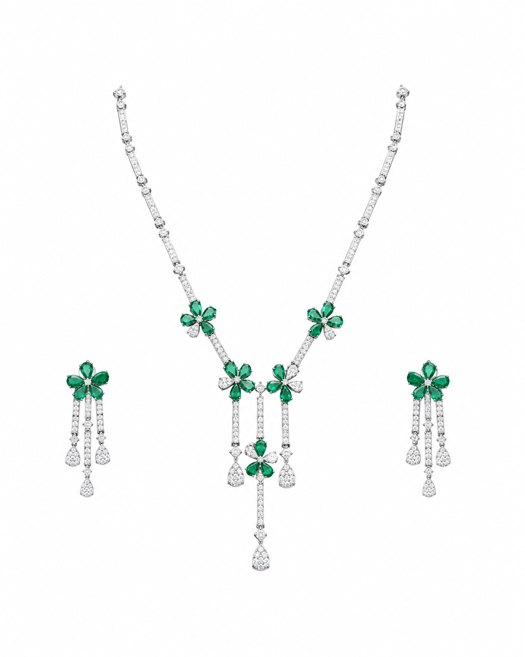 Emerald Blossom Tassel Set in 925 sterling silver by Myraé