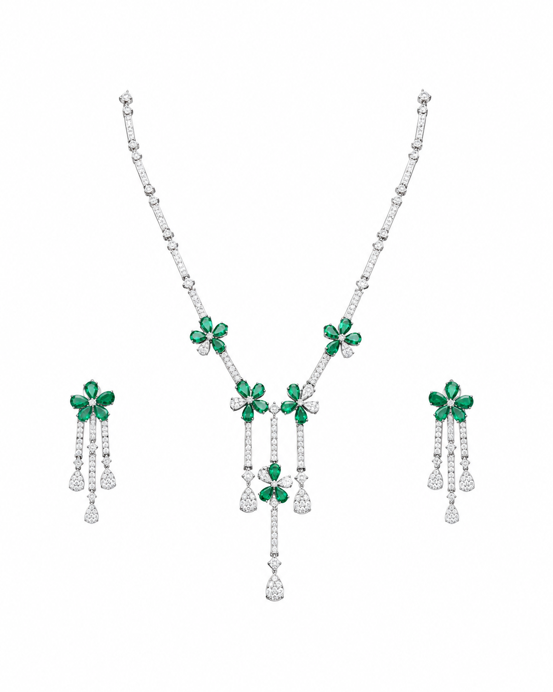 Emerald Blossom Tassel Set in 925 sterling silver by Myraé