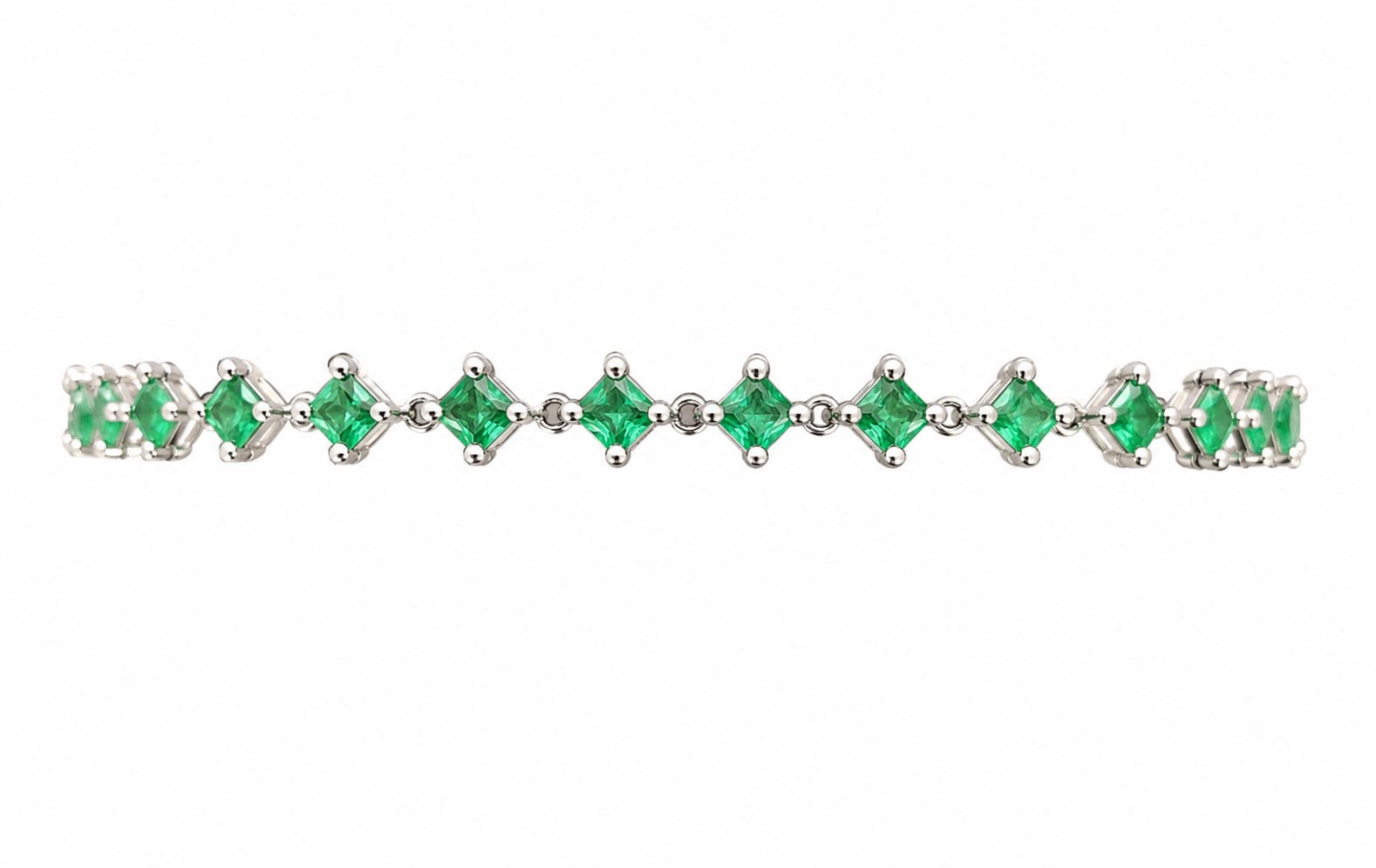 Emerald Kite Tennis Bracelet in 925 sterling silver by Myraé