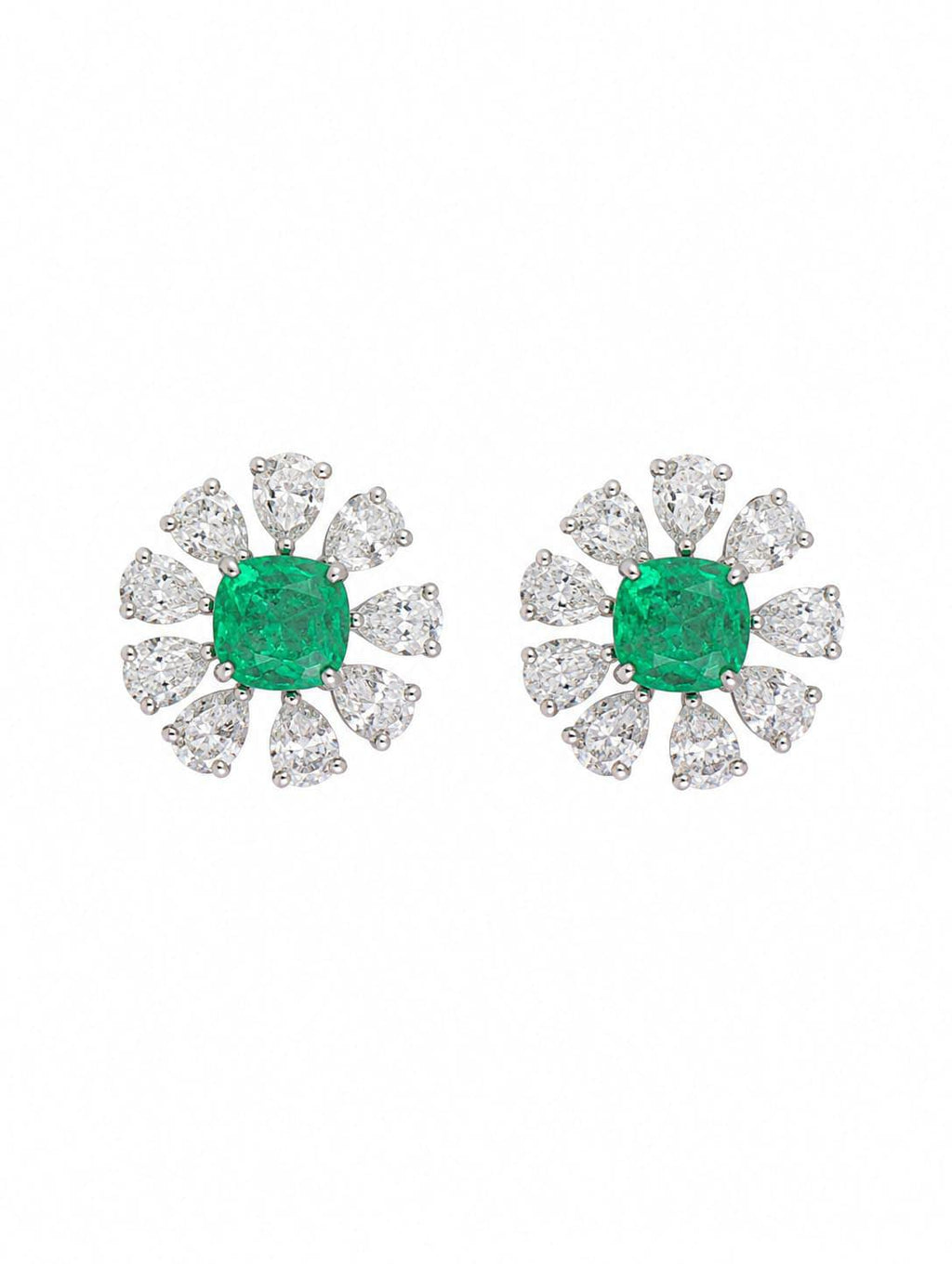 Emerald Sunburst Studs in 925 sterling silver by Myraé