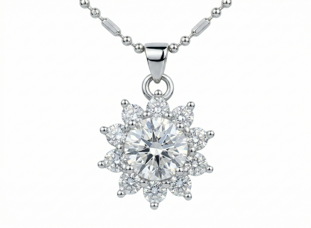 Wildflower Pendant – Silver Moissanite Floral Pendant – Myraé