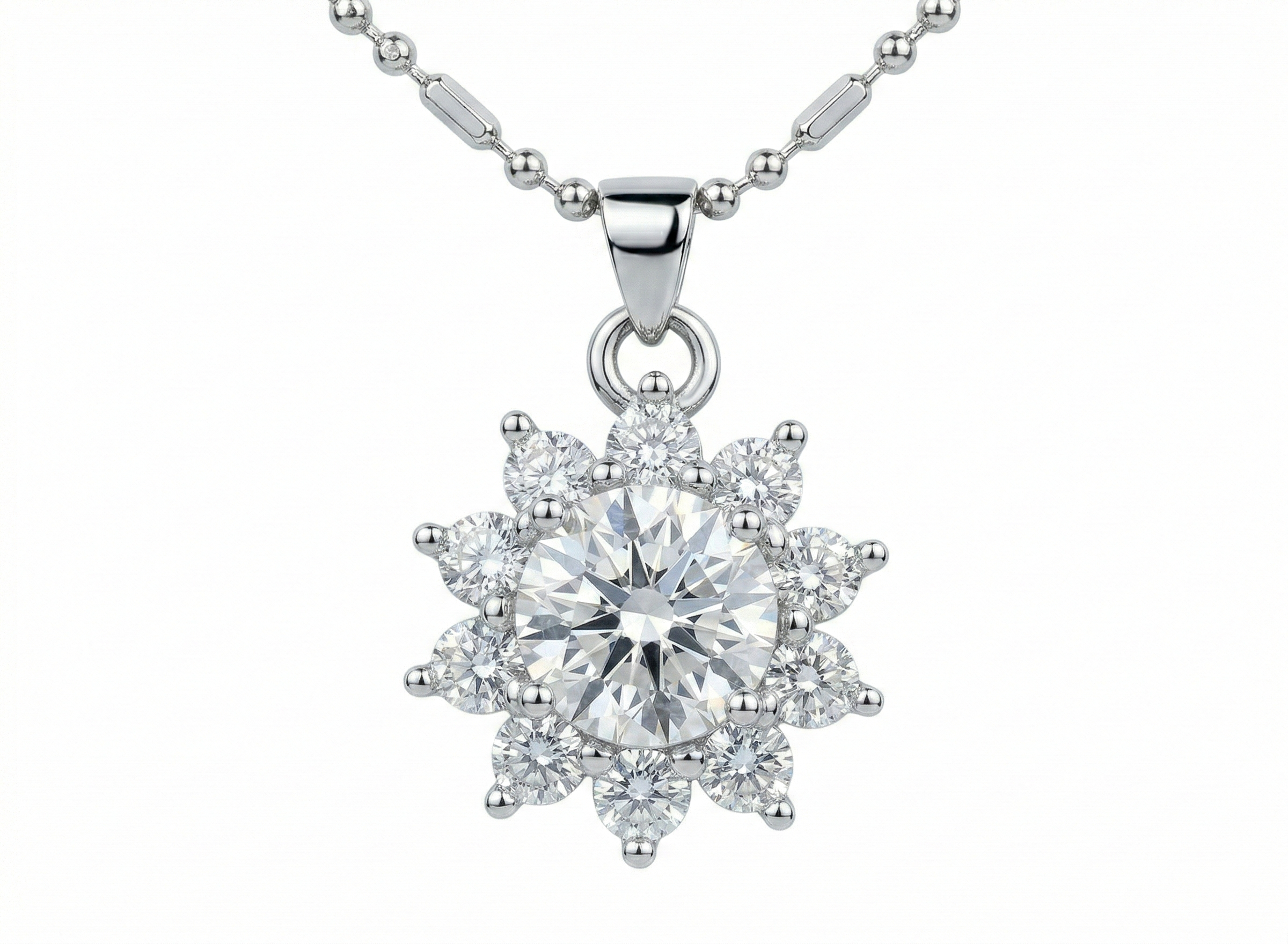 Wildflower Pendant – Silver Moissanite Floral Pendant – Myraé