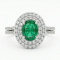 Royal Emerald Halo Ring – Silver Emerald Moissanite Halo Ring – Myraé