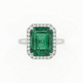 Estate Emerald Ring – Silver Emerald Moissanite Ring – Myraé