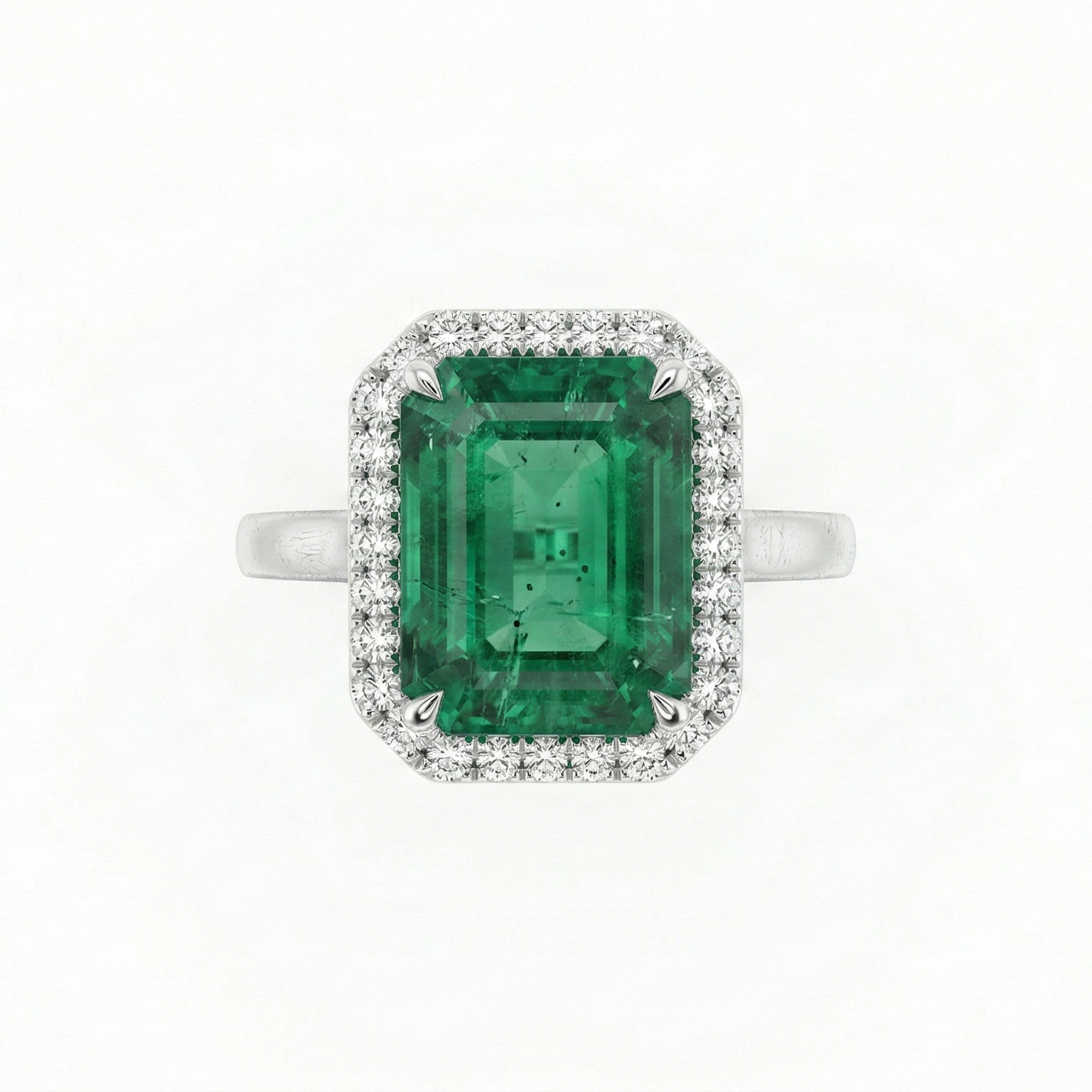 Estate Emerald Ring – Silver Emerald Moissanite Ring – Myraé