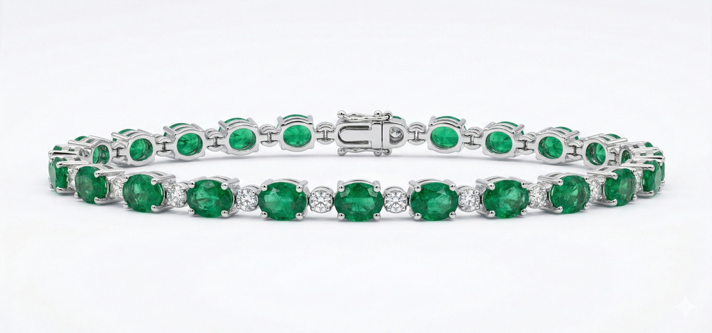 Heritage Emerald Tennis Bracelet – Silver Emerald Moissanite Bracelet – Myraé