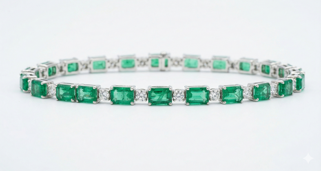 Emerald Garden Bracelet – Silver Emerald Moissanite Bracelet – Myraé