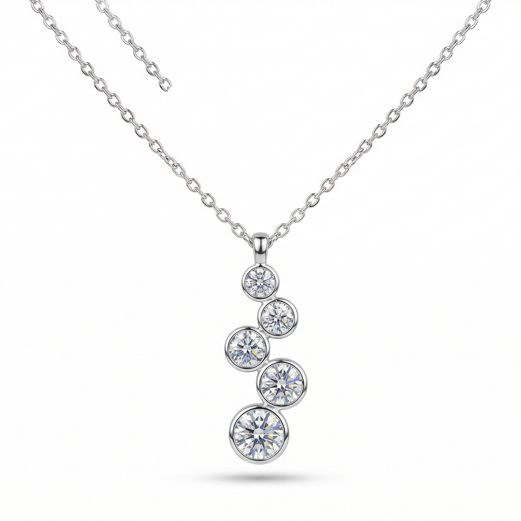 Silver Rising Line Pendant – Sterling Silver Moissanite Pendant – Myraé