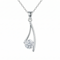 Silver Arc Drop Pendant – Sterling Silver Moissanite Pendant – Myraé