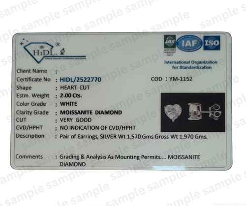Myraé Moissanite Authenticity Certificate — each stone is lab-grown silicon carbide, certified genuine, included with every order
